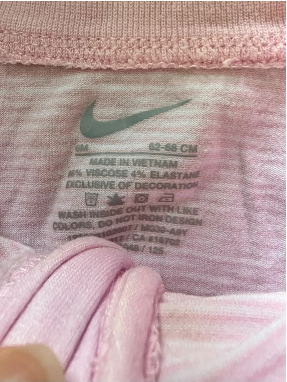 NIKE- Set of 2 Baby Girls Pajamas Sleepers Striped Pink White Size 6 months